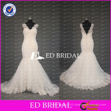 2017 ED Bridal Elegant Sheer Cap Sleeve V Neck Mermaid Lace Wedding Desses importés de Chine